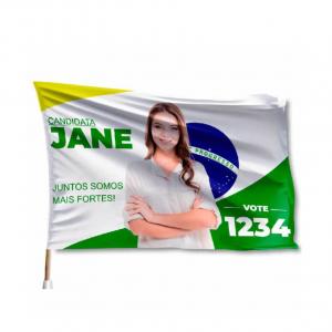 Bandeiras Padrão - 70x100cm Tecido Bember Sublimação 70x100cm 4x0  Bastão de madeira Ped. min. 50unid  **CAMPANHA POLITICA**