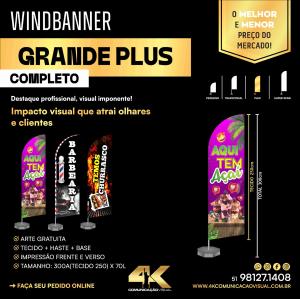 WindBanner Grande PLUS Tecido+haste+base Tecido de 2,50x70  Tecido dupla face Pronto para usar 