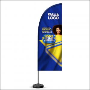 WindBanner Padrão 2,85mt - Completo Microfobra sublimação 2,85MT 4x4 base de concreto Haste + base concreto Ped. min. 50unid  **CAMPANHA POLITICA**